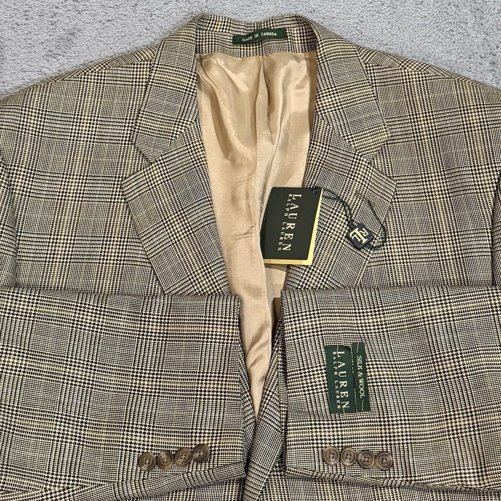 Ralph Lauren Men's Glen Plaid Sport Coat in Beige and Black